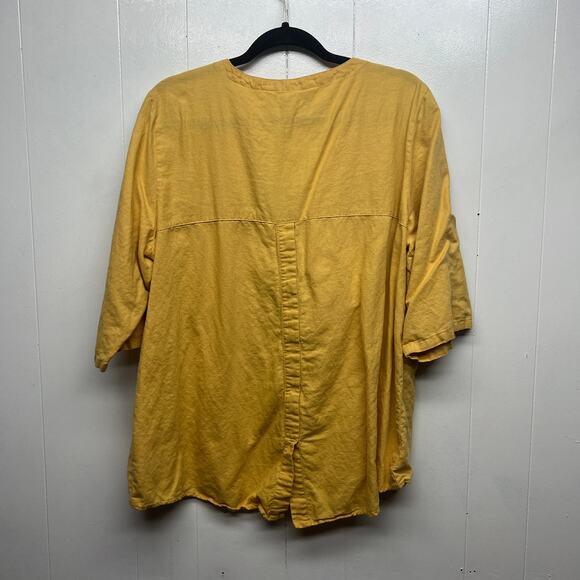 Ellen Tracy Womens Top Medium Linen Cotton Roll Tab Sleeve Summer Breathable - Picture 7 of 15